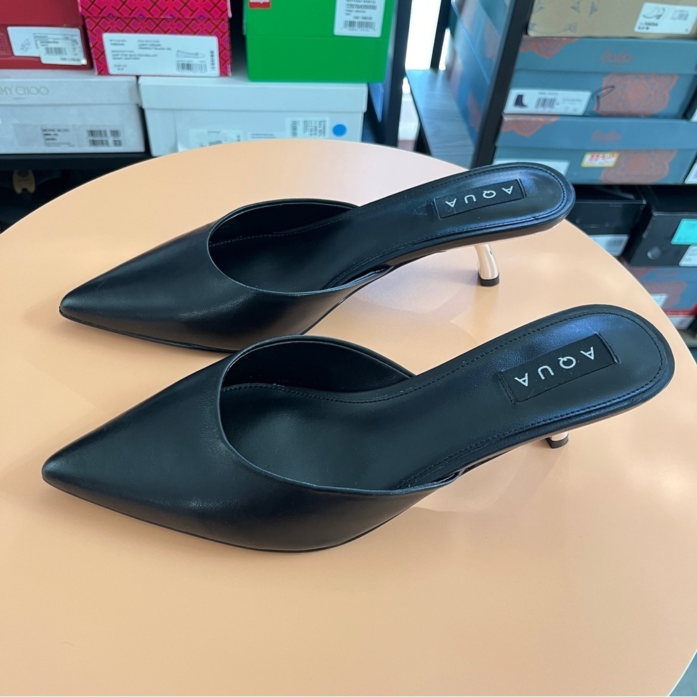 Aqua Milee Sleek Black Women's Mules